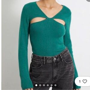 Kendall & Kylie Teal Cutout Sweater